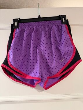 Nike Women’s Black & Purple Polka Dot Running Shorts with Pink Trim Size XS